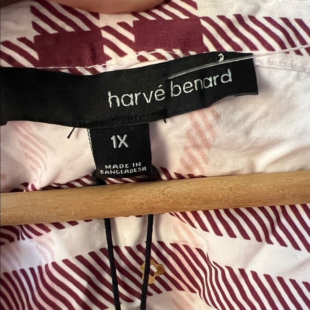 Harve Benard Pink and Burgundy Plaid Tie-Front Top - Picture 2 of 6